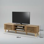 DREAMA 180cm Sliding Door TV Cabinet-Oak - Image 2