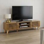 DREAMA 180cm Sliding Door TV Cabinet-Oak - Image 3