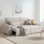 DROLTA 3 Seater Power Extended Sofa Bed-Beige - Image 2