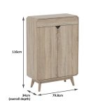 GALINA 1 Drawer 2 Door Shoe Cabinet-Oak - Image 3