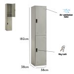 RAVEN 2 Door Steel Locker Cabinet With Key Lock-Grey - Image 3