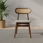 HADDEN Rattan Back Rest Dining Chair-Walnut - Image 2