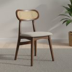 HADDEN Rattan Back Rest Dining Chair-Walnut