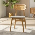 HADDEN Rattan Back Rest Dining Chair-Beech
