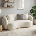 HENIE 3 Seater Fleece Fabric Curve Sofa-White