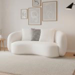 HENIE 3 Seater Fleece Fabric Curve Sofa-White - Image 2