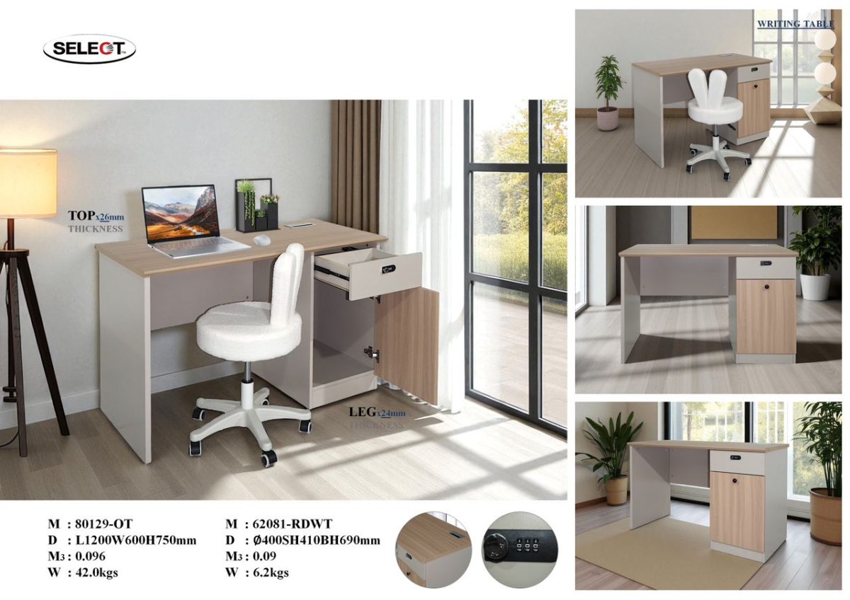 80129-OT - Writing Table (Natural + Beige) - Image 2