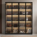 KONSTAN 2 Door Metal Display Cabinet With Ambient Light-Black