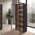 KONSTAN 2 Door Metal Display Cabinet With Ambient Light-Black - Image 3