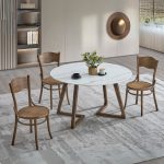 LOPEZ D120cm Sintered Stone Dining Table-Walnut - Image 2