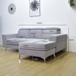 LUCINDA Pet Friendly L Shaped  Sofa-Light Grey - Image 4