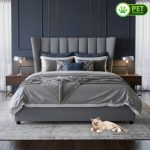 MAGNUS Queen Wing Back Divan Bed-Grey