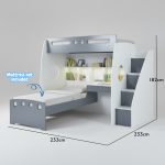 ORCA Ladder Bunk Bed With Study Desk-Grey - Image 4