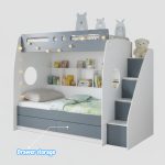 OREO Ladder Bunk Bed With Drawers Storage-Grey - Image 3