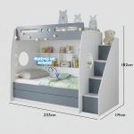 OREO Ladder Bunk Bed With Drawers Storage-Grey - Image 4
