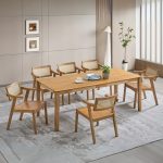 PADILLA 6 Seater Full Solid Wood Dining Set-Beech - Image 2