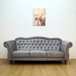 POLGARA 3Seater Chesterfield Sofa-Grey - Image 4