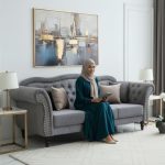 POLGARA 3Seater Chesterfield Sofa-Grey