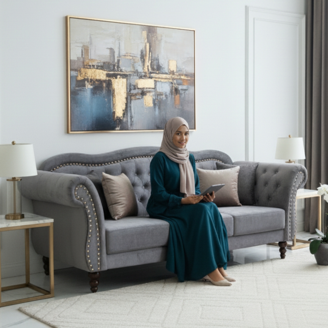 POLGARA 3S-3 POLGARA 3Seater Chesterfield Sofa-Grey - Image 1