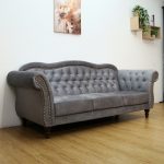 POLGARA 3Seater Chesterfield Sofa-Grey - Image 5