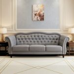 POLGARA 3Seater Chesterfield Sofa-Grey - Image 6