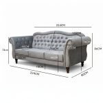 POLGARA 3Seater Chesterfield Sofa-Grey - Image 8