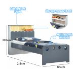 PUFFIN Single Bed With Storage Compartment-Grey - Image 3