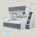 SUNDAE Ladder Trio Bunk Bed With Drawers-Grey - Image 3