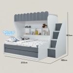 SUNDAE Ladder Trio Bunk Bed With Drawers-Grey - Image 4