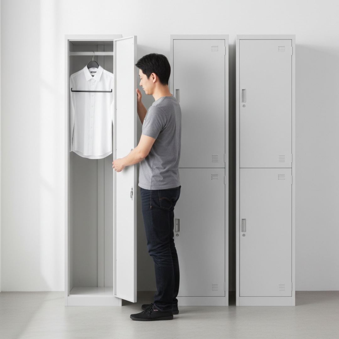 TATE LOCKER-1 TATE Steel Locker Cabinet With Key Lock-Grey - Image 1