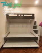 AYSHA Ladder Trio Bunk Bed With Pullout Bed-Olive - Image 6