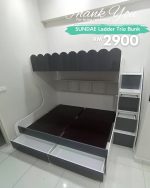 SUNDAE Ladder Trio Bunk Bed With Drawers-Grey - Image 6