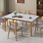 WILLOW 150cm Sintered Stone Dining Table-Beech - Image 3