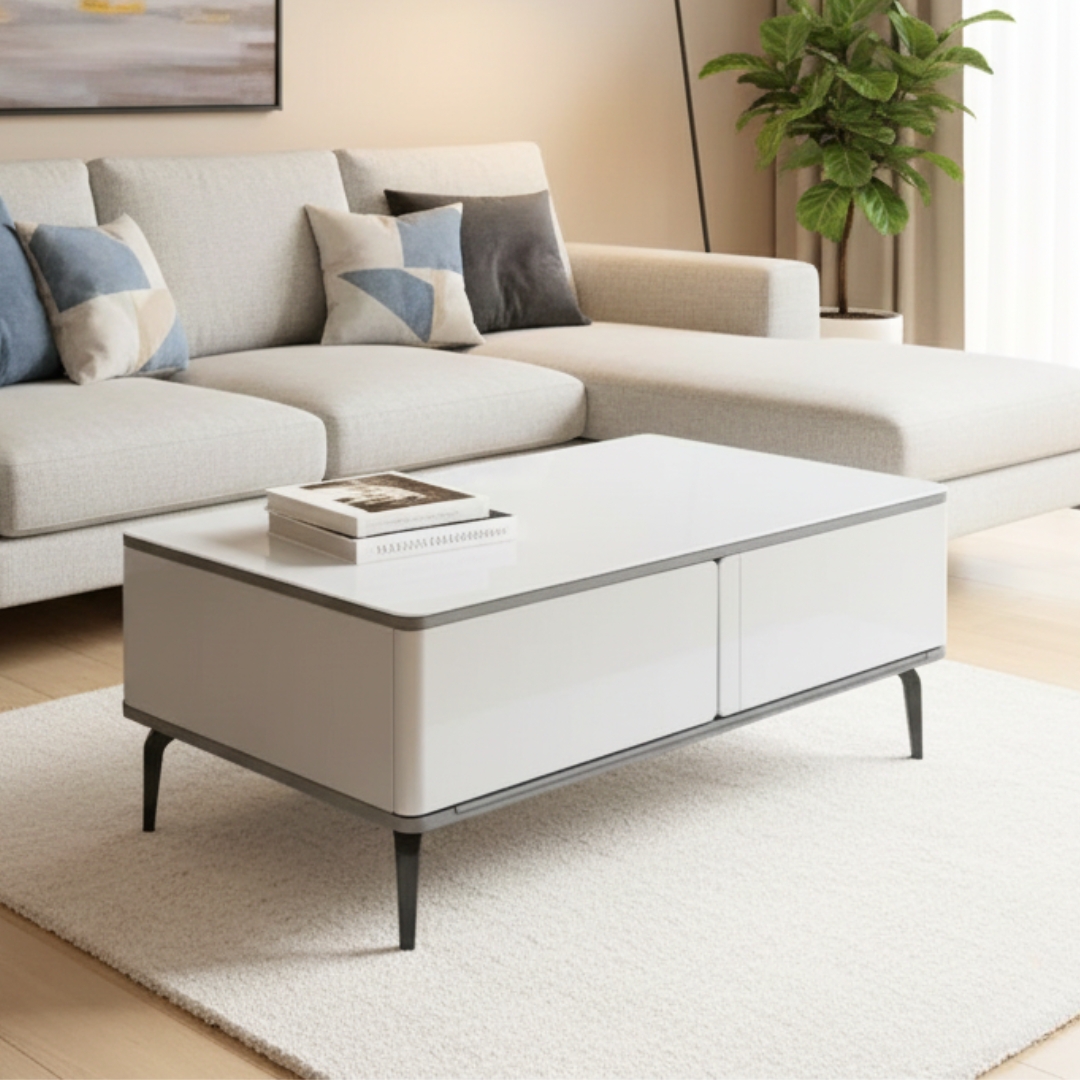 32206 CT main 32206 130cm 4 Drawers Coffee Table-White - Image 1