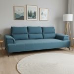 ALEXIS 3 Seater Pet Friendly Push Back Sofa-Blue - Image 2