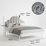 AMELIE Queen & King Size Bed Frame-White+Grey - Image 3