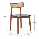 AMIRA Wooden Rattan Dining Chair-Medium Brown - Image 3