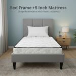 [Package] ANYA Single Bed With 5" Foam Mattress-Light Grey