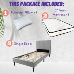 [Package] ANYA Single Bed With 5" Foam Mattress-Light Grey - Image 5