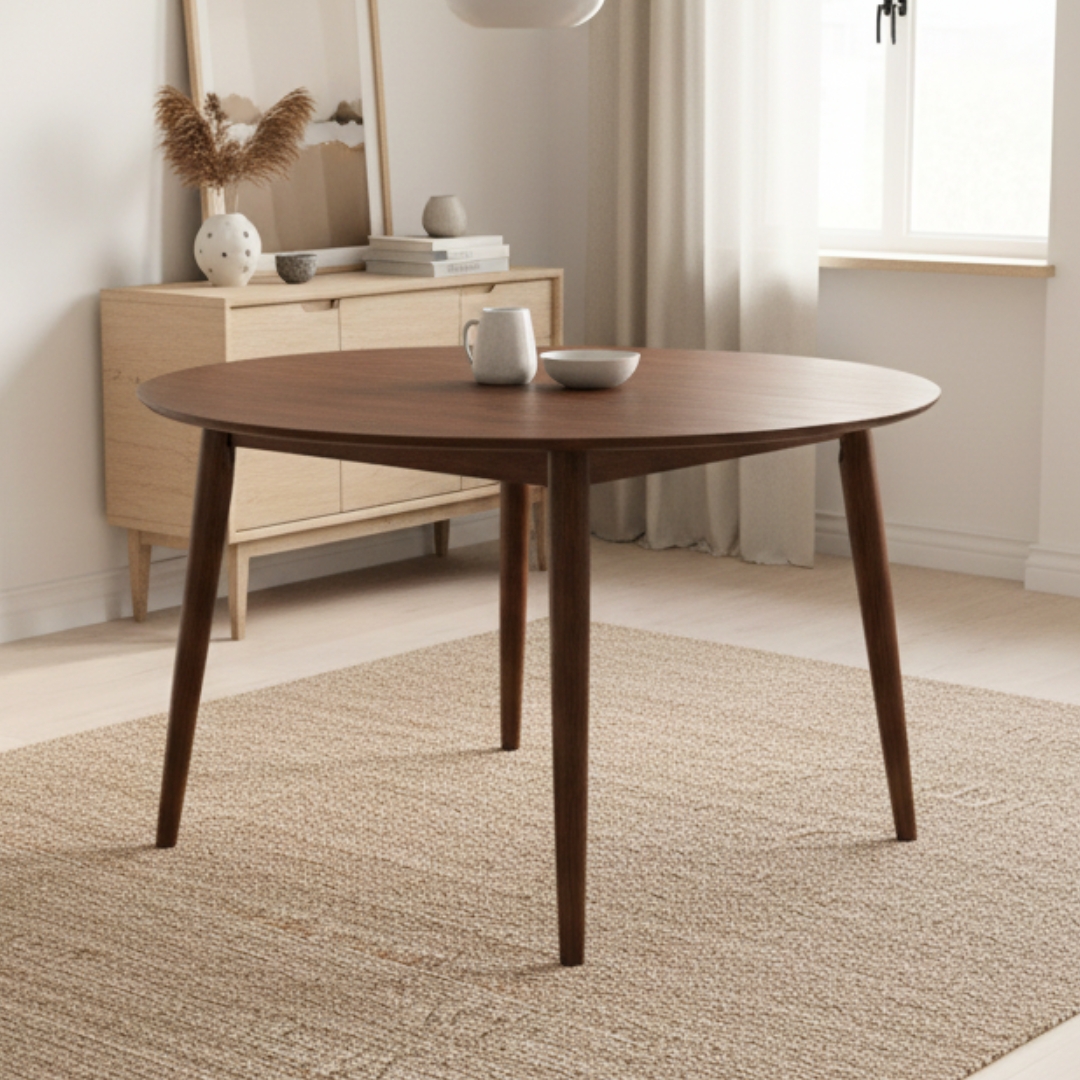 BOSTON TABLE-1 BOSTON D120cm Round Dining Table-Medium Brown - Image 1