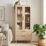 CATIA 2 Door 2 Drawer Glass Door Cabinet-Natural - Image 5