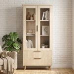 CATIA 2 Door 2 Drawer Glass Door Cabinet-Natural
