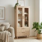 CATIA 2 Door 2 Drawer Glass Door Cabinet-Natural - Image 2
