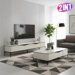 [Package] CHRISTA 200cm 2 In 1 Living Set-White