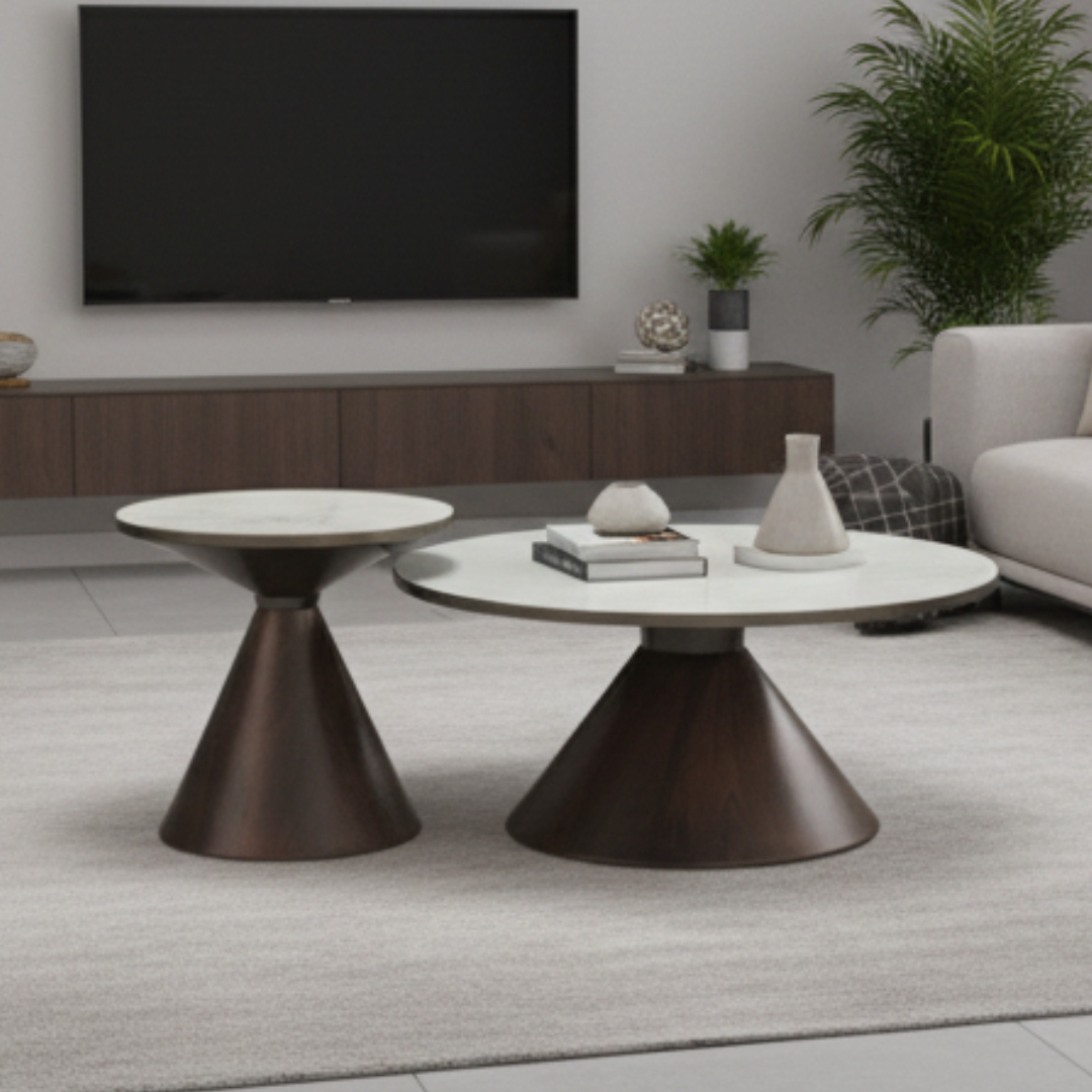 CT 8550-2 CT 8550 Sintered Stone Nest Of Coffee Table-Walnut - Image 1