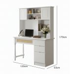 MADELINE 120cm Study Desk With Hutch-White - Image 3