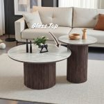 EMERY Glass Top Occasional Table Set-Walnut - Image 2