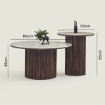 EMERY Glass Top Occasional Table Set-Walnut - Image 3