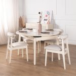 IVORY D130cm Round Extension Table-Cream White - Image 3