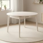 IVORY D130cm Round Extension Table-Cream White